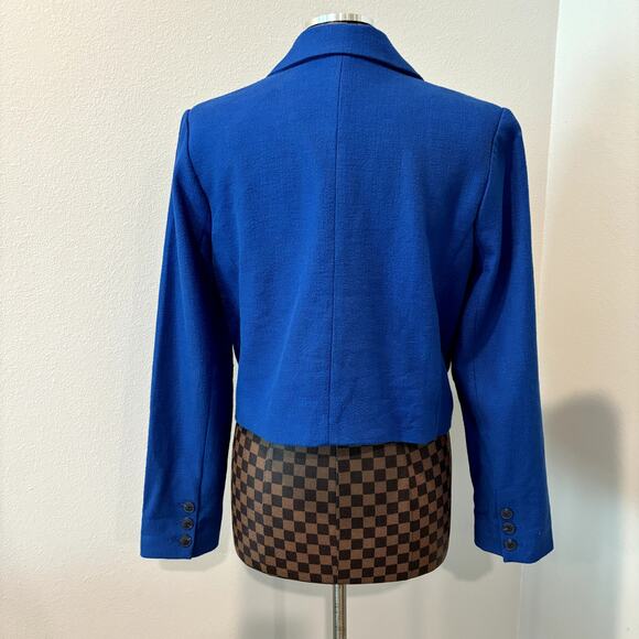 Maeve by Anthropologie Blue Blazer Jacket Large Short Double Breasted Mod Coat - Picture 4 of 12